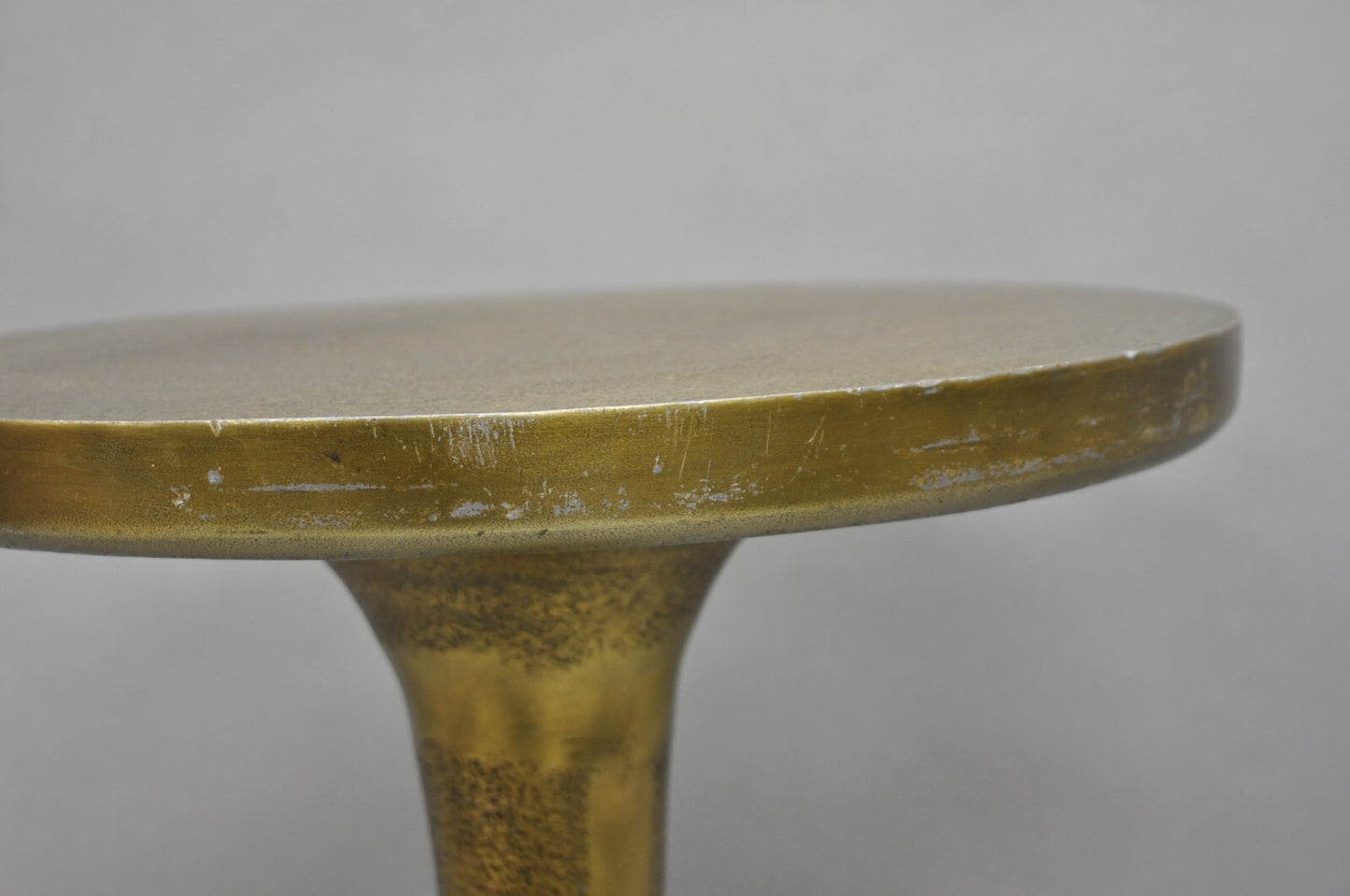 Modern Burnished Cast Metal Gold Sculptural Round Drinks Side Table