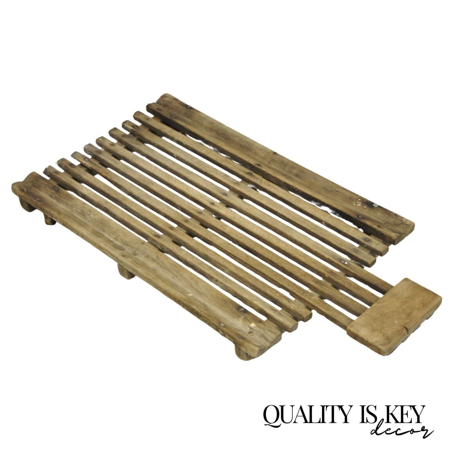 Antique Industrial Modern Wooden Slat Rolling Auto Mechanics Garage Creeper