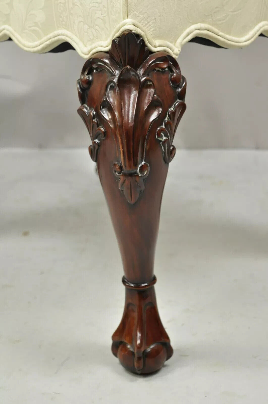 English Georgian Chippendale Style Carved Mahogany Ball and Claw Stools - Pair