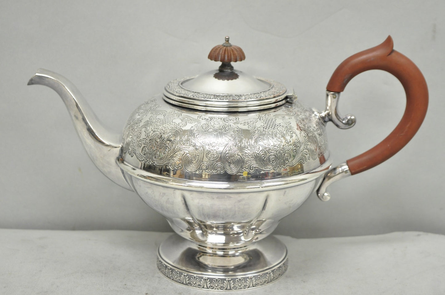 Vintage Sheffield Acanthus Pattern Silver Plated Coffee Teapot Tea Kettle