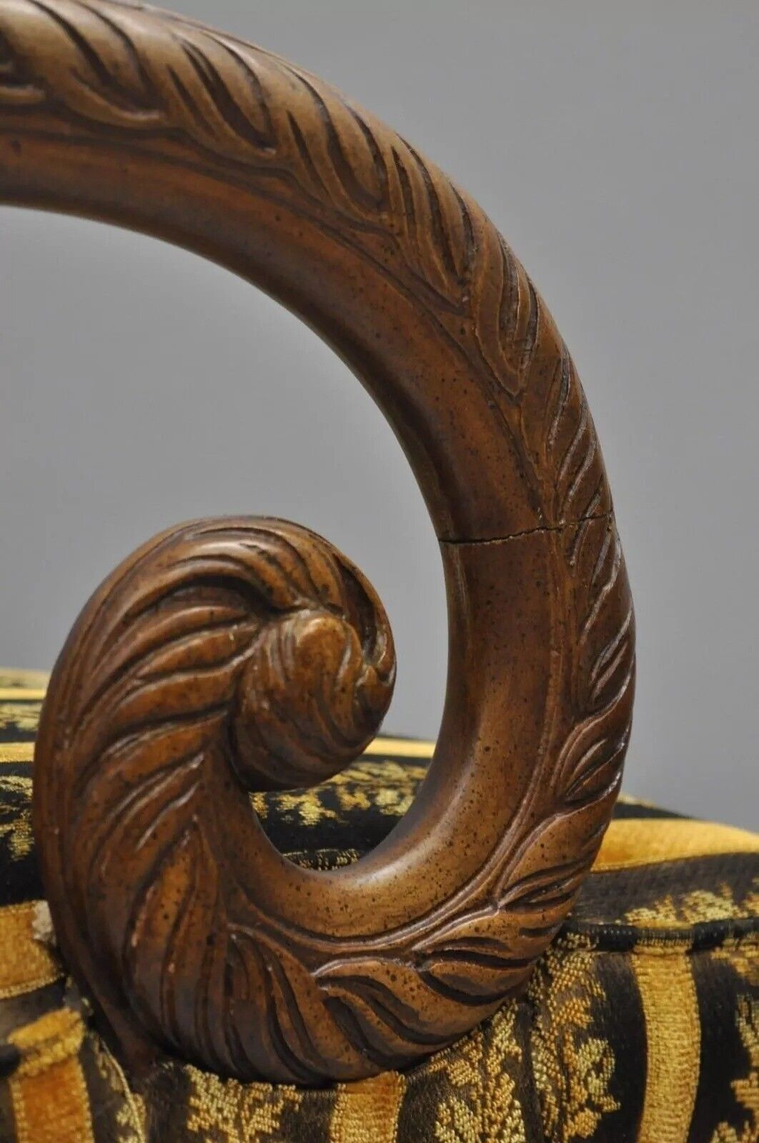 Grosfeld House Hollywood Regency Mahogany Plume Feather Carved Arm Chairs - Pair