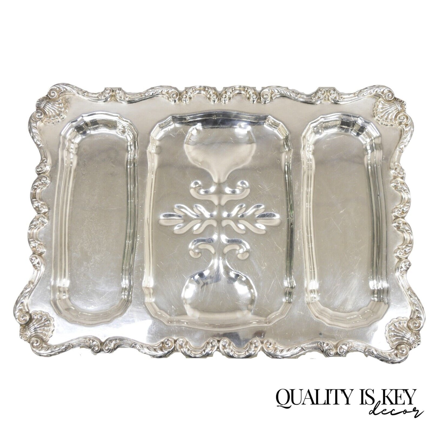 English Silver Mfg Co Victorian Silver Plated Meat Cutlery Serving Platter Tray