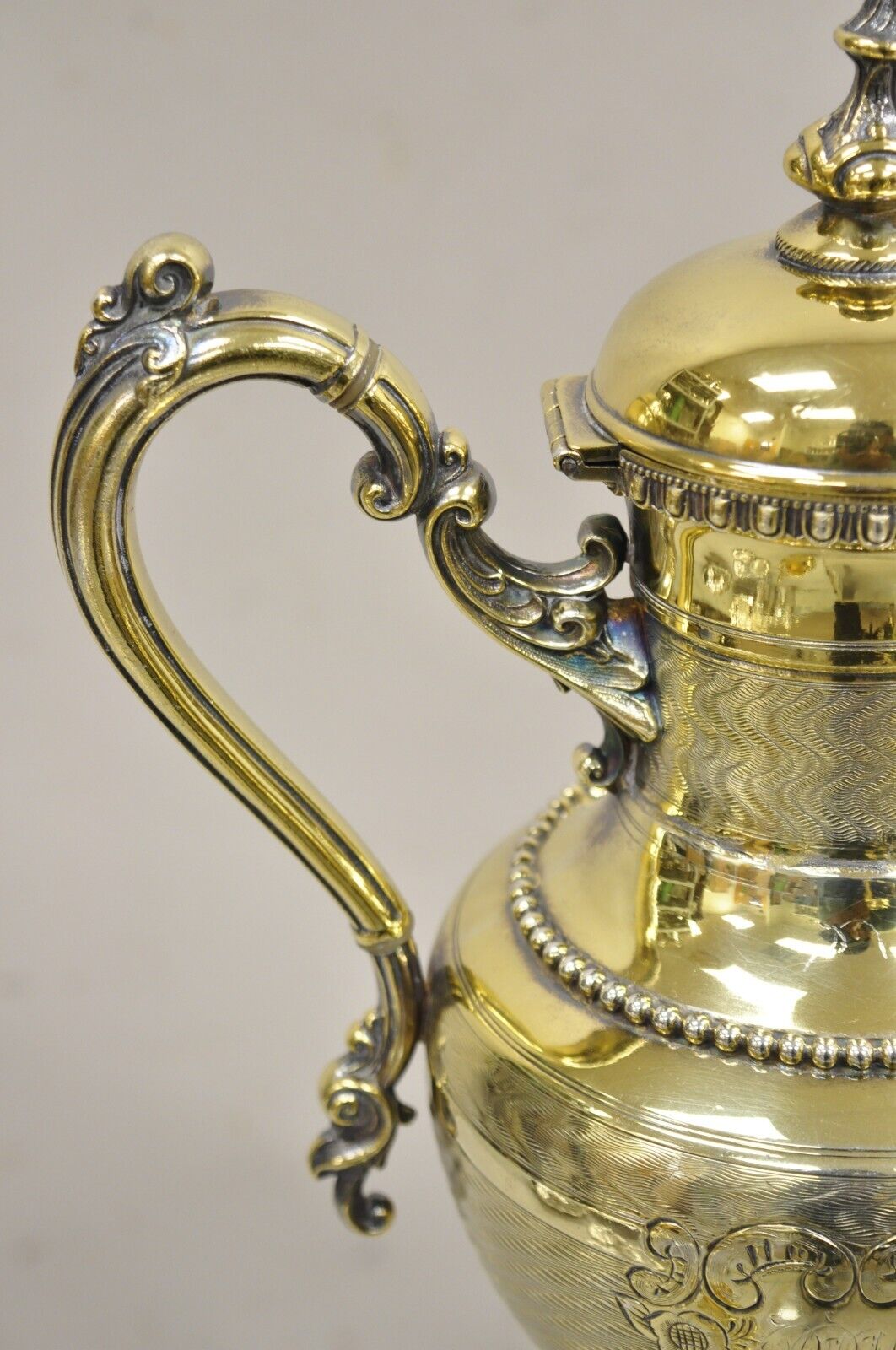 Meriden Victorian Gold Plated Ornate Tea Set w/ "PPW" Monogram - 5 Pc Set