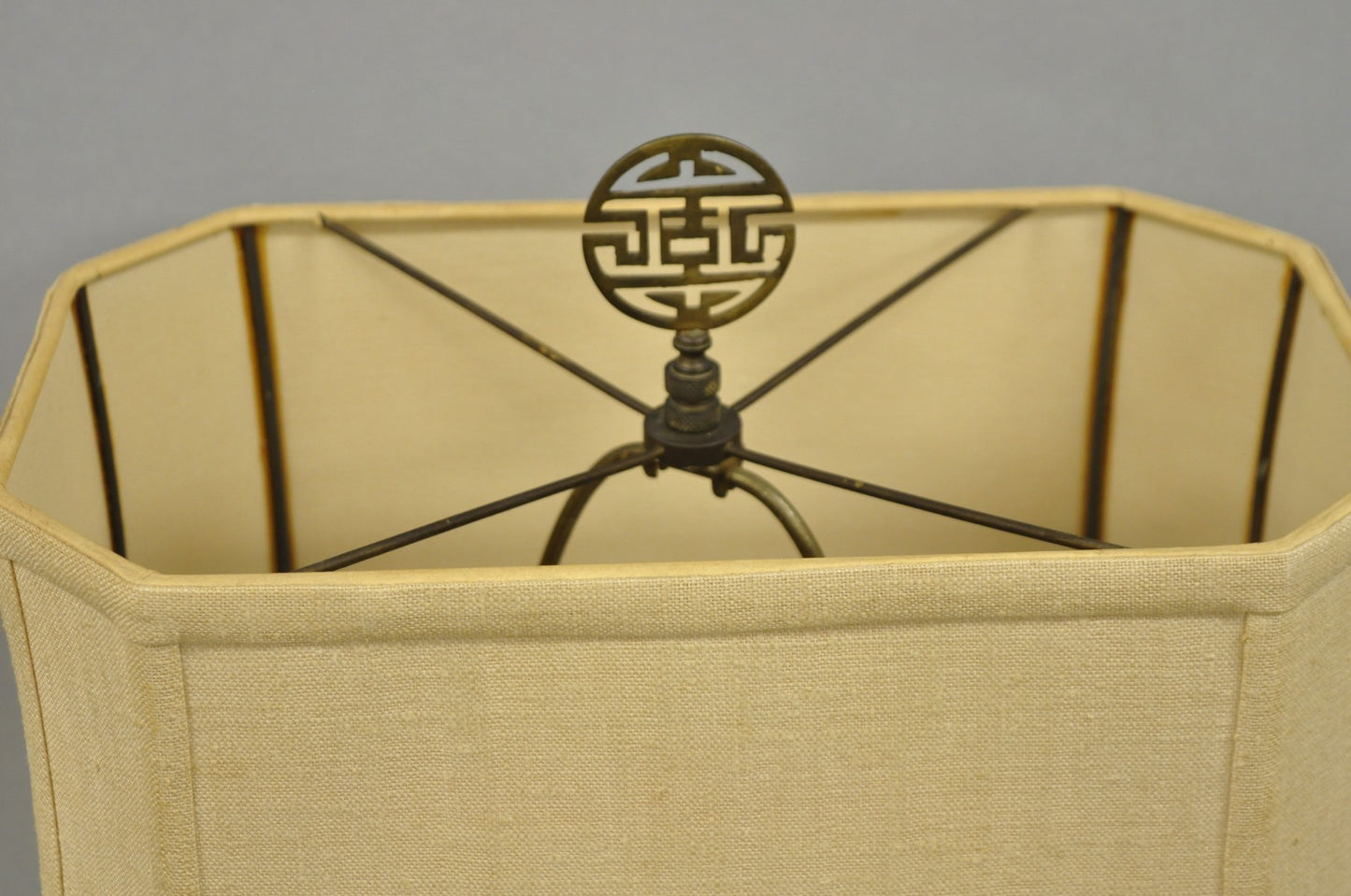 Vintage Paul Hanson Chinoiserie Green Porcelain Jardiniere Oriental Table Lamp