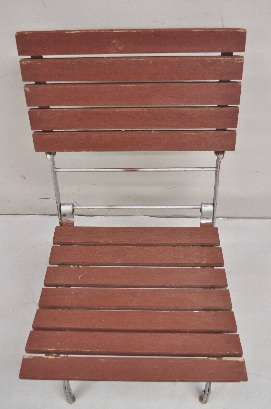 French Country Style Wood Slat Iron Frame Folding Garden Chairs - Set of 4