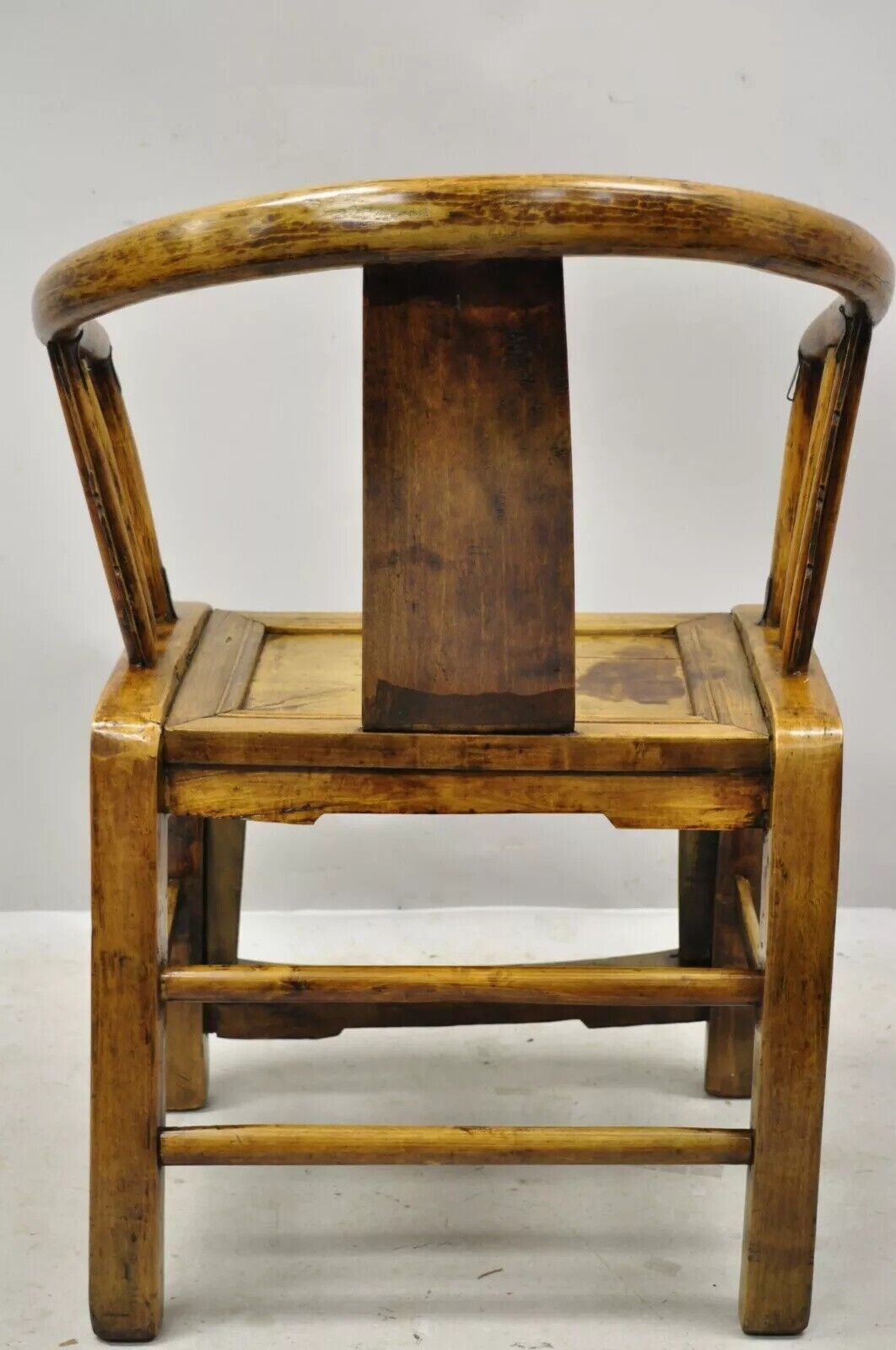Chinese Carved Hardwood Horseshoe Ming Style Barrel Back Lounge Arm Chair