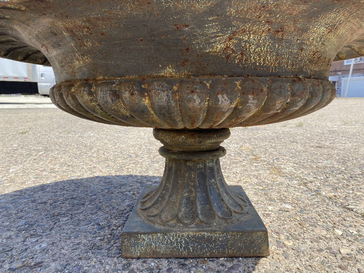 Cast Iron Low and Wide 38" Round French Classic Style Outdoor Garden Urn Planter