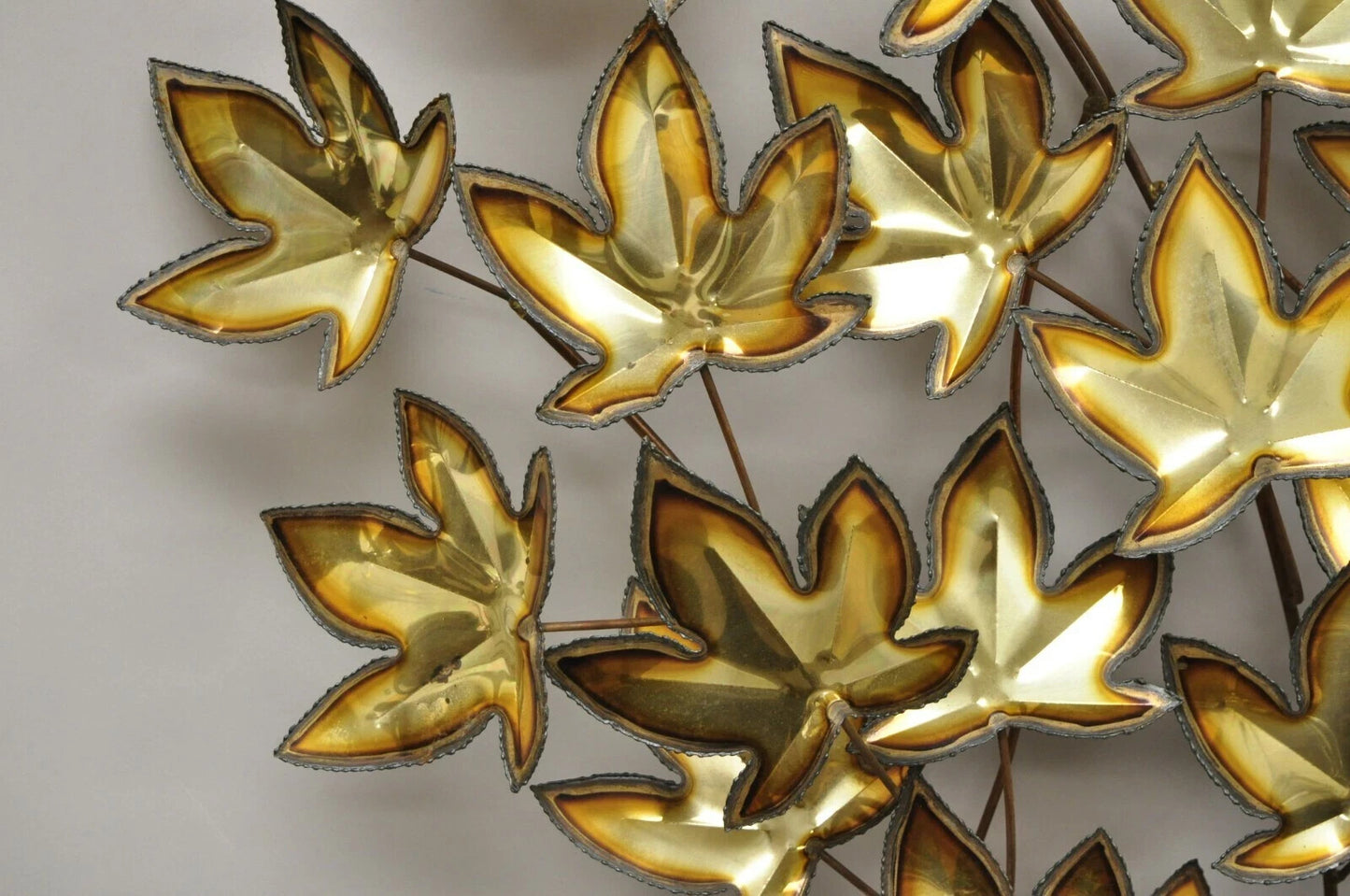 Vintage Curtis Jere Large 48" Maple Leaf Metal Brutalist Wall Art Sculpture