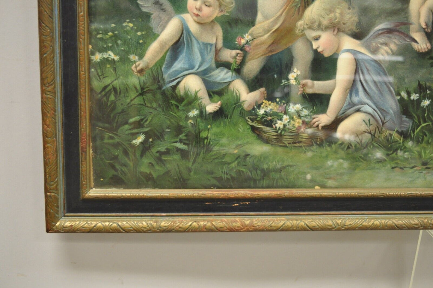 Vintage Mataloni Giovanni Large Art Print of Mary Jesus Lamb Angels