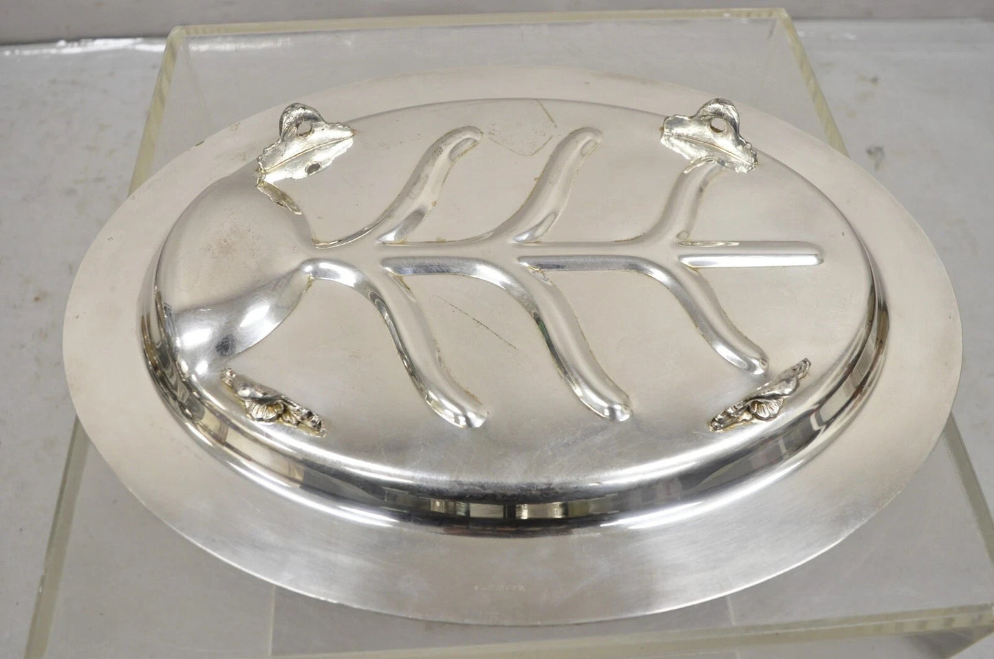 Vintage English Regency Silver Plated Oval Meat Cutlery Serving Platter Tray