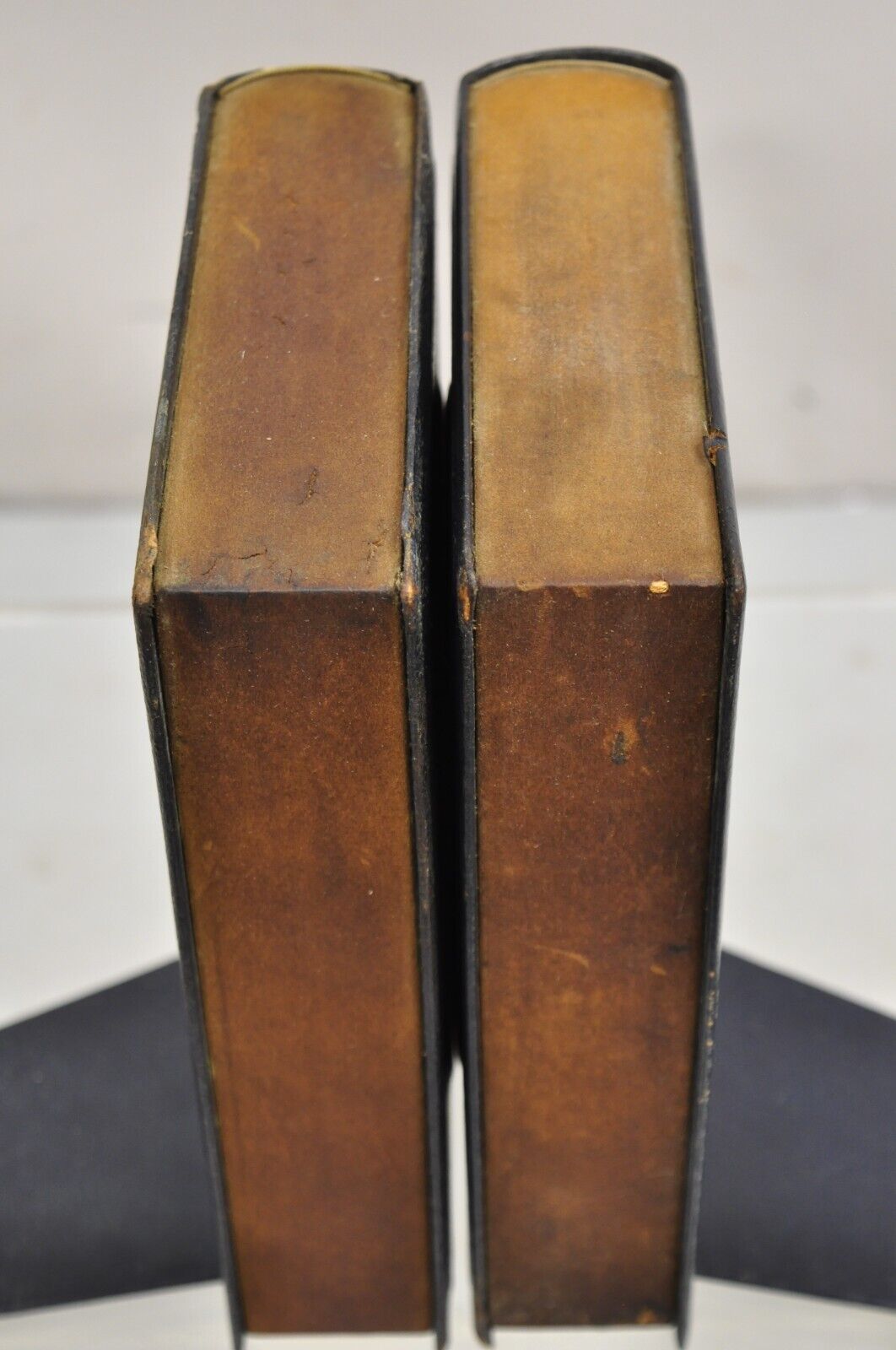 Vintage Italian Green Leather Bound "Patent Law" Faux Book Bookends (C) - Pair