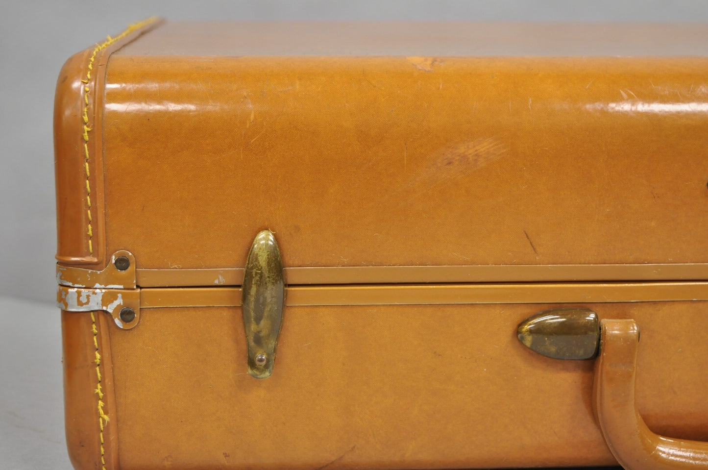 Vintage Samsonite Art Deco Brown Leather Hardcase 21" Suitcase Luggage Bag