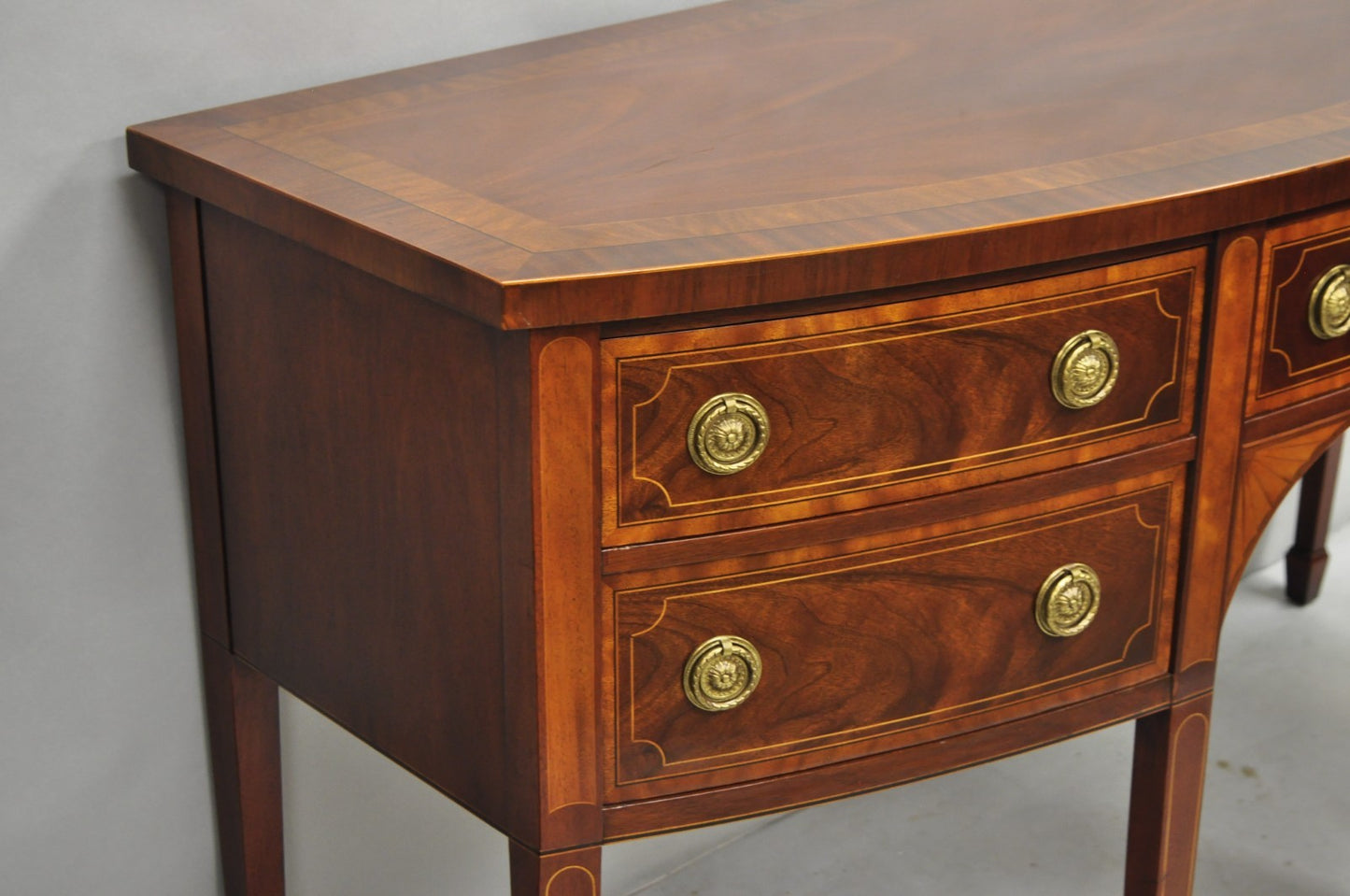 Baker Historic Charleston Mahogany Inlaid Demilune Hepplewhite Sideboard Buffet