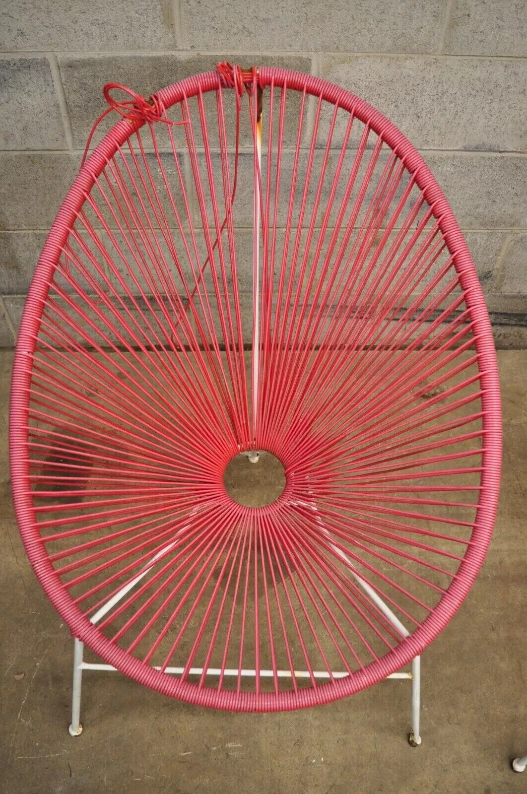 Vintage Mid Century Modern Vinyl Rope Hoop Wrought Iron Acapulco Chairs - a Pair