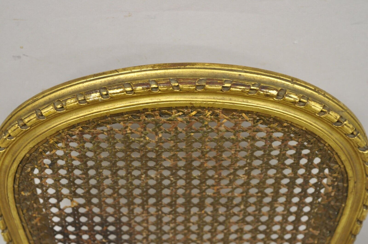 Antique Victorian French Louis XV Style Gold Giltwood Cane Boudoir Side Chair