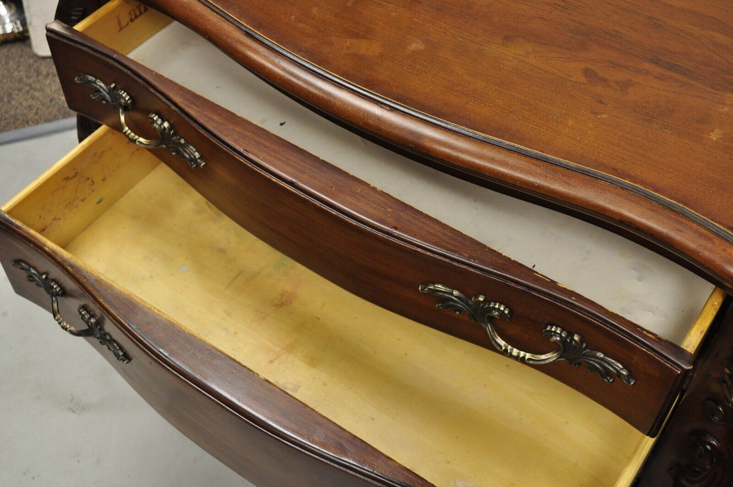 Lane French Provincial Cherry Wood Three Drawer Bed Side Chest Nightstand - Pair