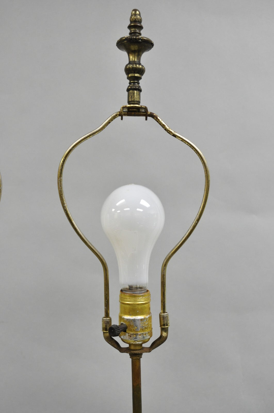 Antique French L&F Moreau Painted Metal Figural Mother & Child Table Lamps Pair