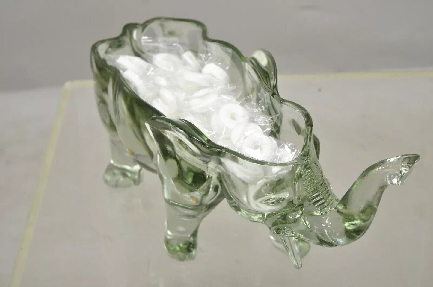 Vintage Tiara Indiana Glass 15" Elephant Lidded Candy Trinket Dish in Box