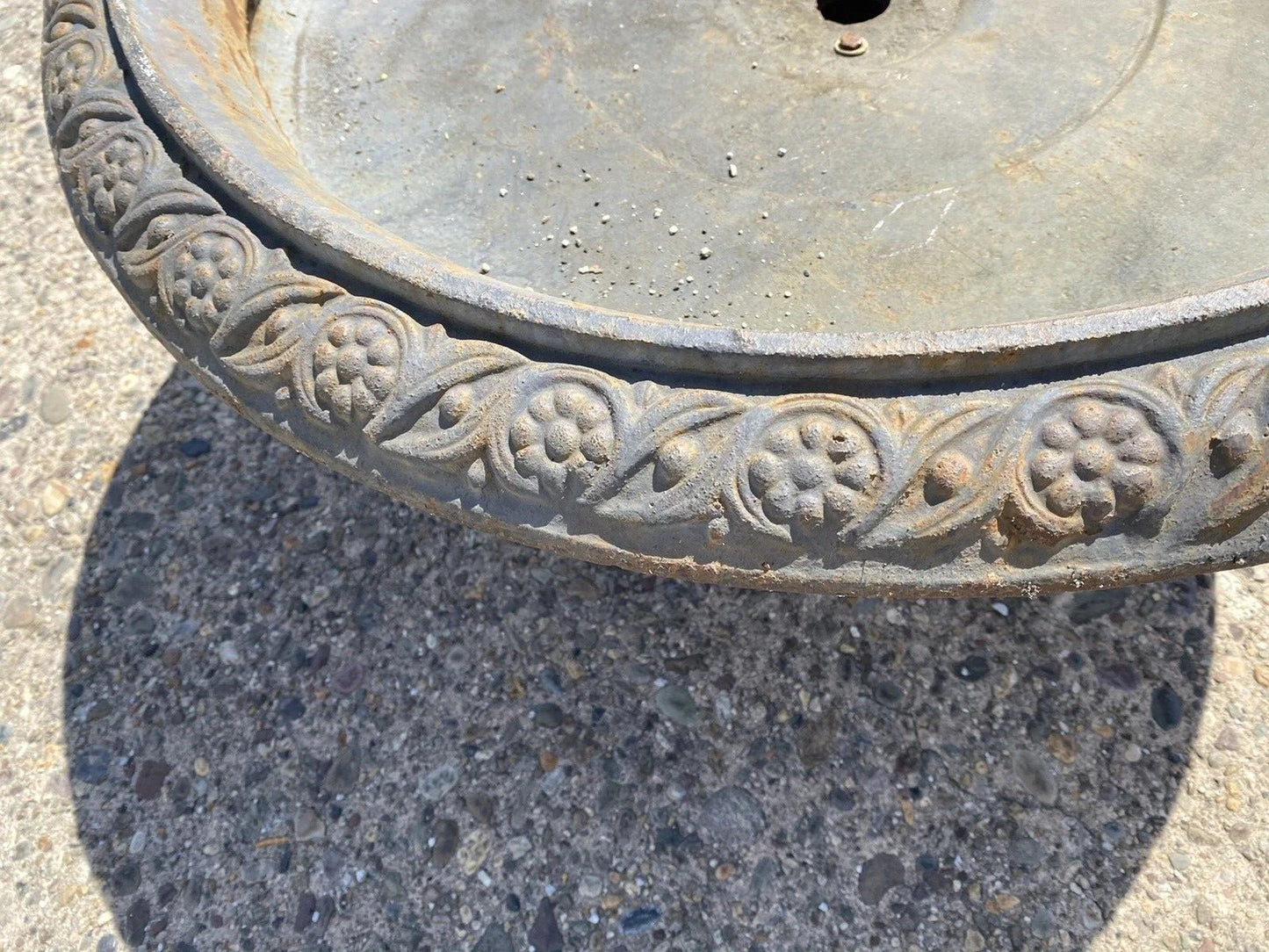 Vintage French Style Cast Iron Low and Wide 34" Round Outdoor Garden Planter