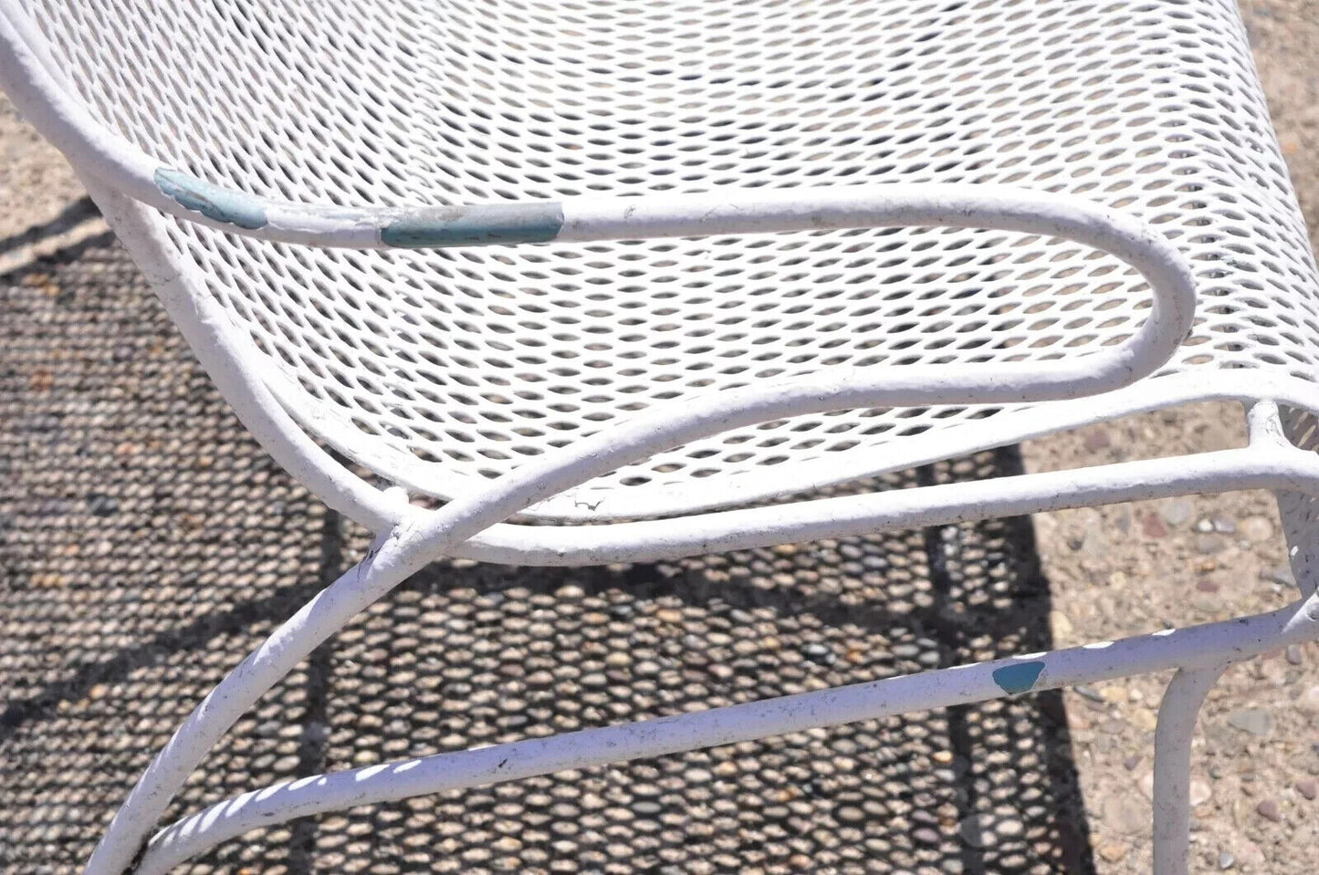 Vintage Russell Woodard Sculptura Mid Century Modern Iron Patio Settee Bench