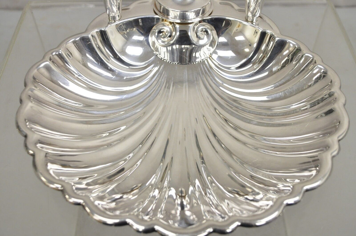 Black Starr & Frost Silver Plated Clam Shell Seafood Cocktail Serving Platter