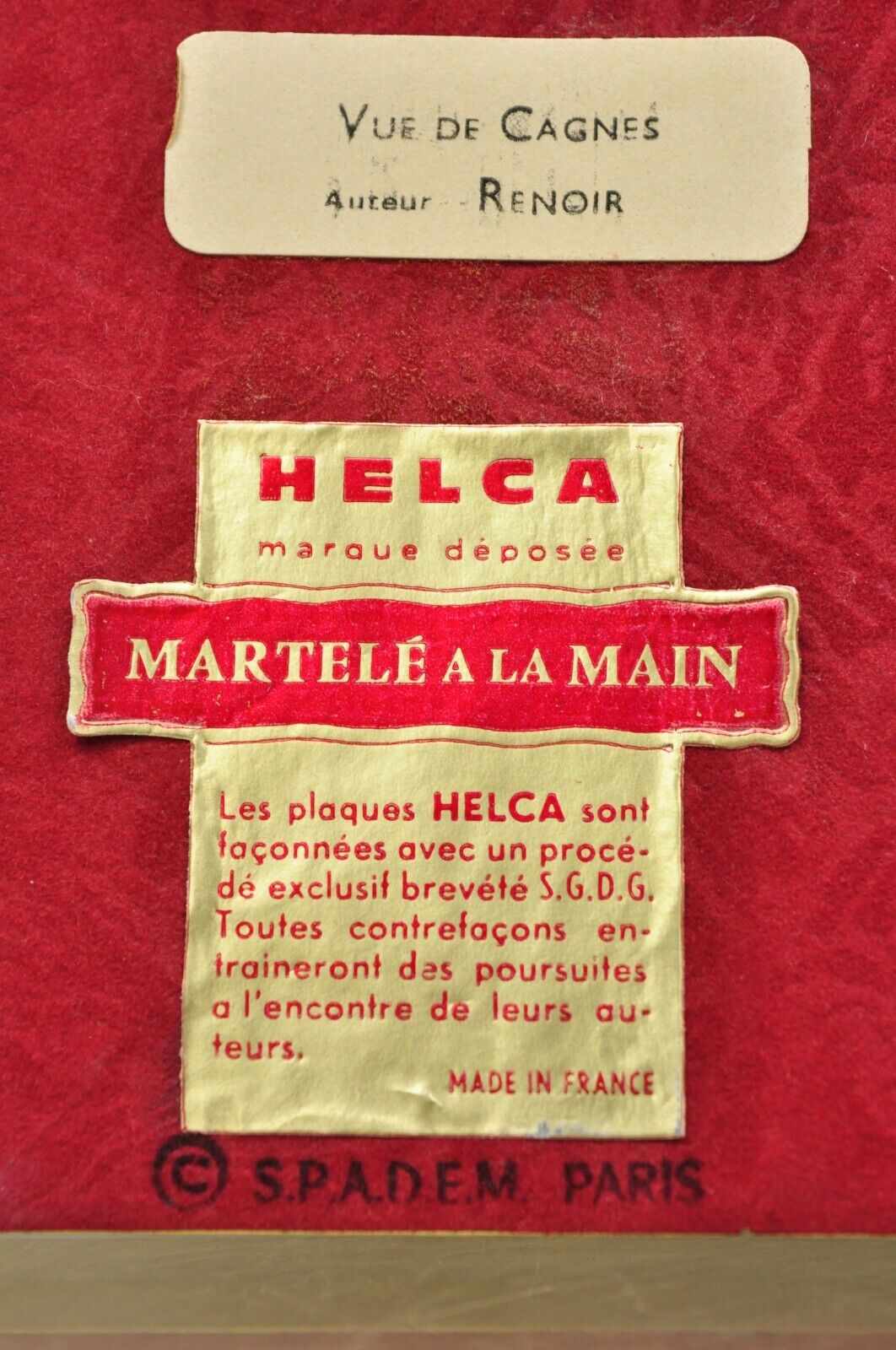 Helca Martele A La Main Hammered Enamel Painting Renoir Vue de Cagnes