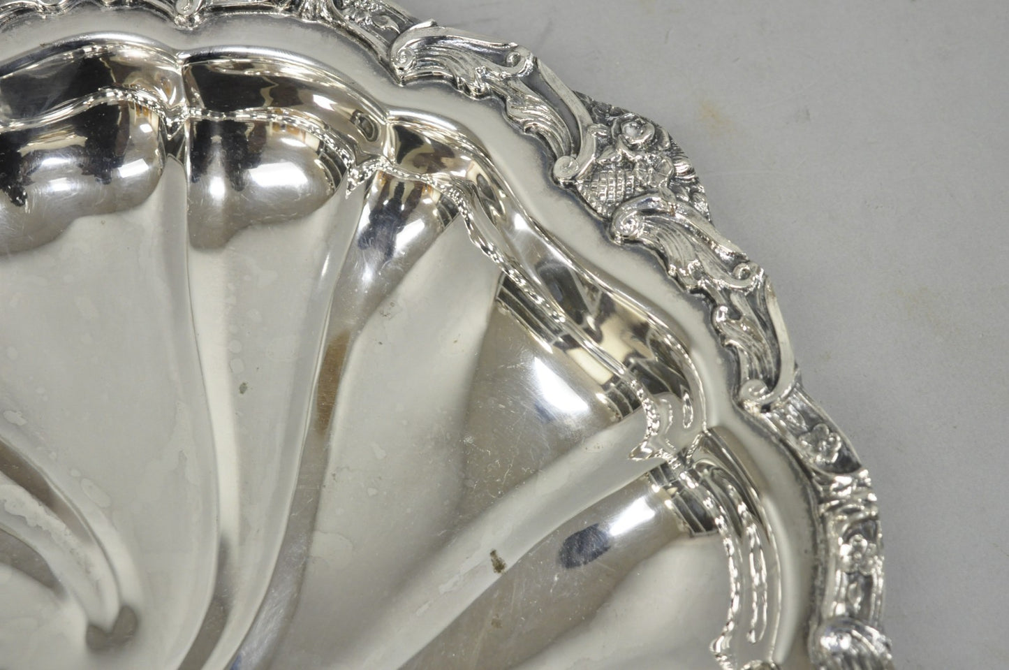 Vintage Victorian Silver Plated "Rose Basket" Round Shallow Serving Platter