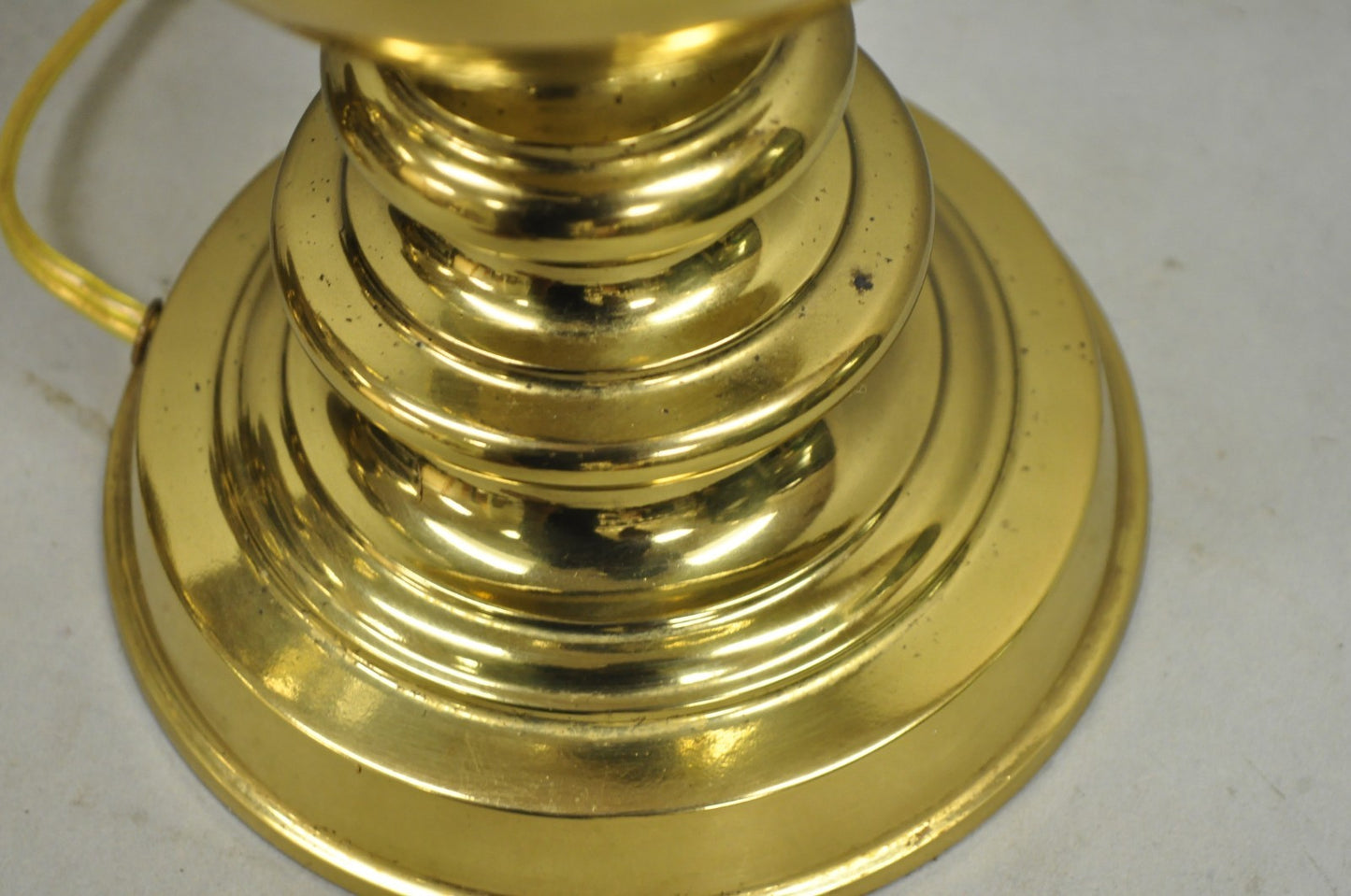 Vintage Hollywood Regency Brass Column Stiffel Style Gold Table Lamps - a Pair