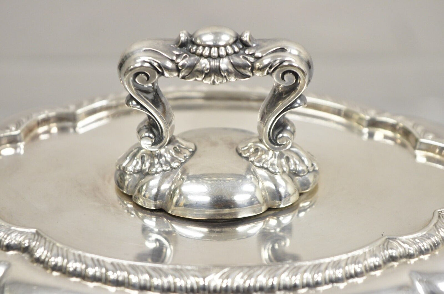 Antique GM Co Victorian Silver Plated Covered Vegetable Dish Serving Platter