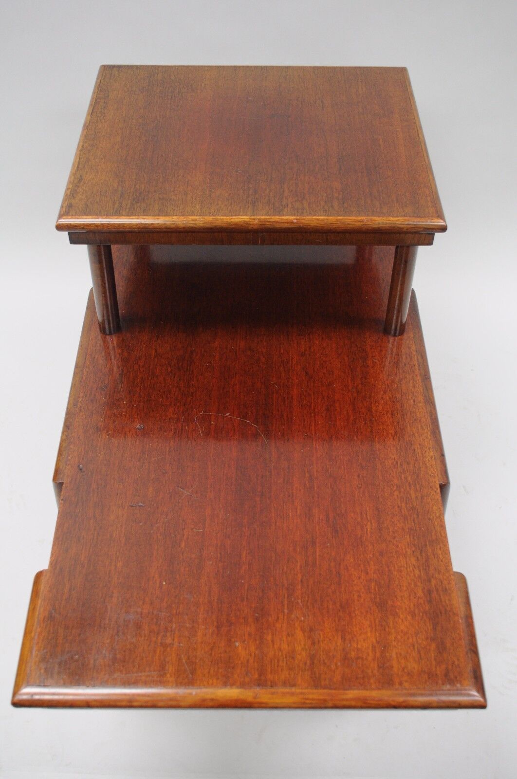 Mid Century Modern V-Leg T.H. Robsjohn Gibbings Style Mahogany Step Side Table