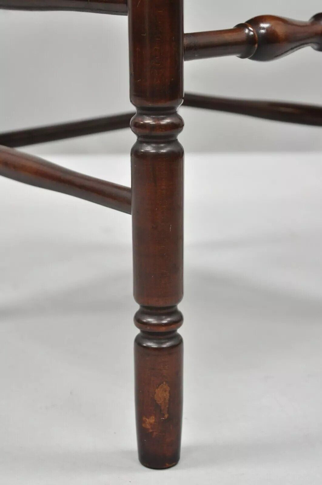 Antique American Primitive Cherry Wood Woven Rush Seat Ladder Back Side Chair