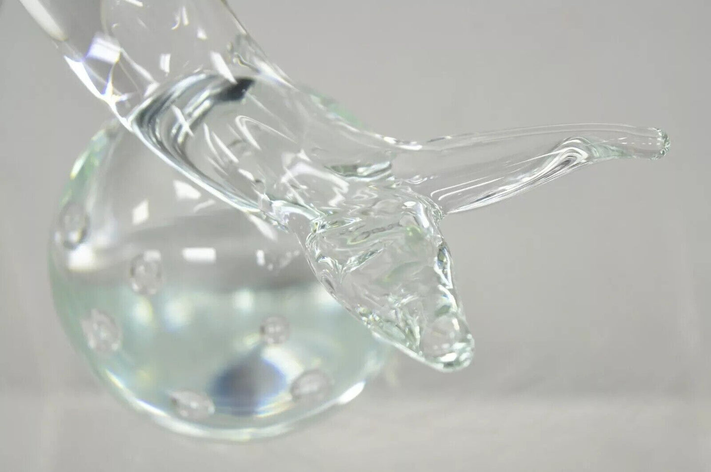 Royal Gallery Italian Crystal Glass 12" Dolphin Fish Sculpture Murano Style