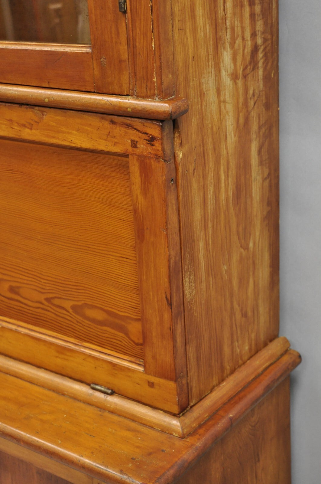 Antique Primitive Country Farmhouse Pine Wood Secretary Bookcase Cupboard
