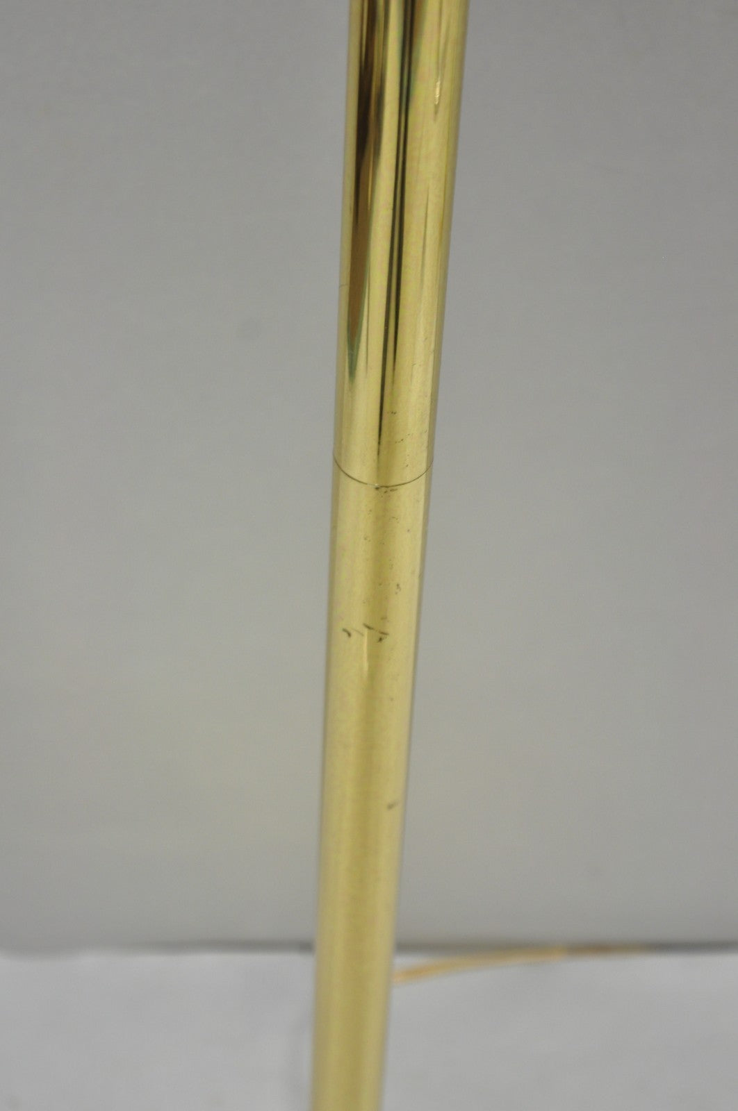 Vintage Traditional Polished Brass Swing Arm Reading Pole Floor Lamp w/ Shade