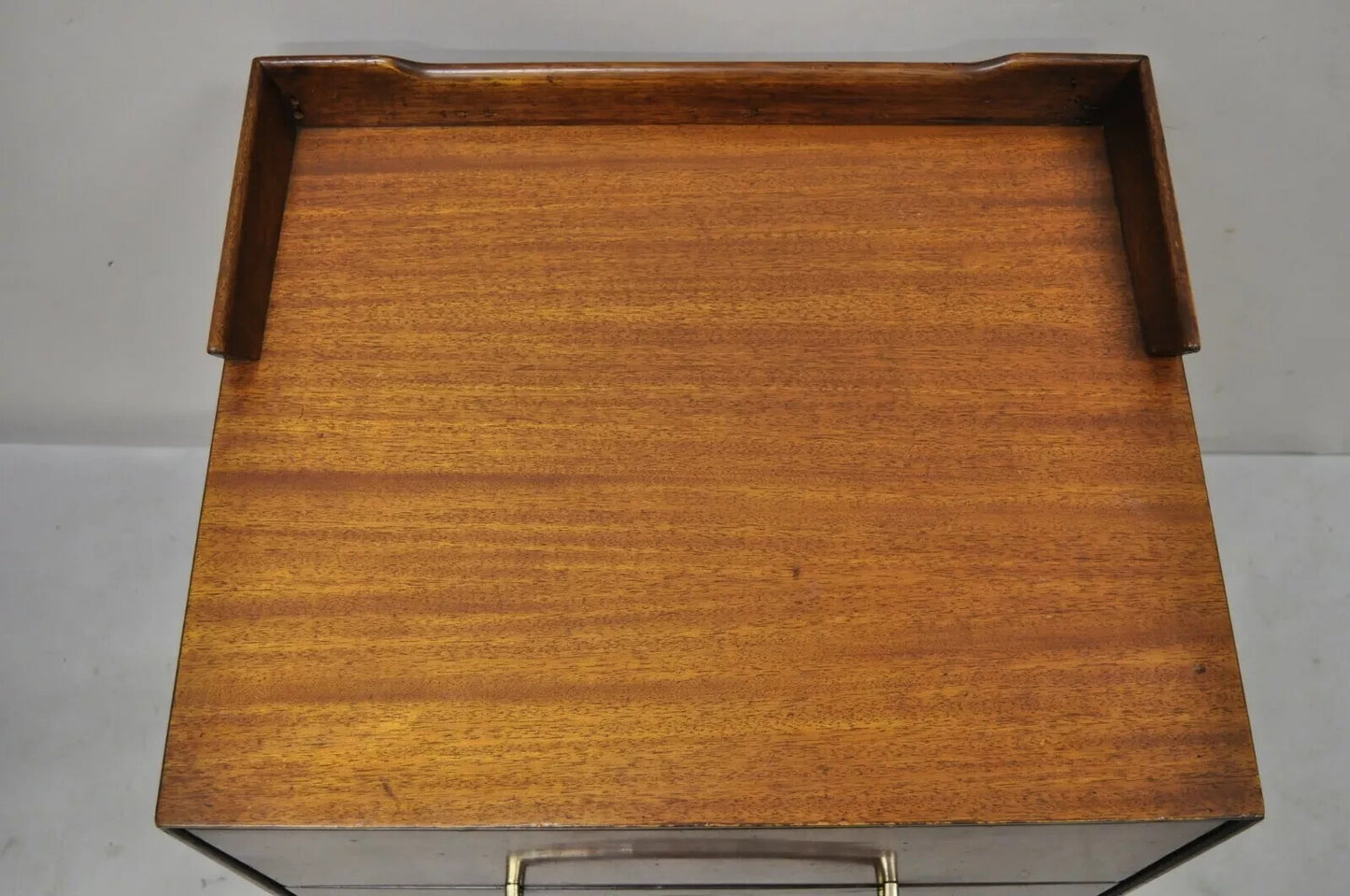 Vintage Mid Century Modern Walnut Double Pedestal Base Nightstand Bedside Table