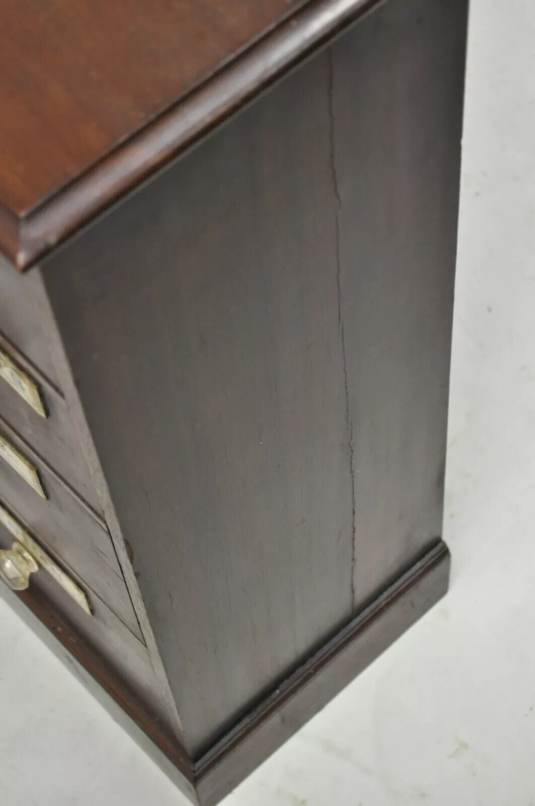19th C. Victorian Mahogany Apothecary Medicine Cabinet w/ 10 Drawers Glass Pulls