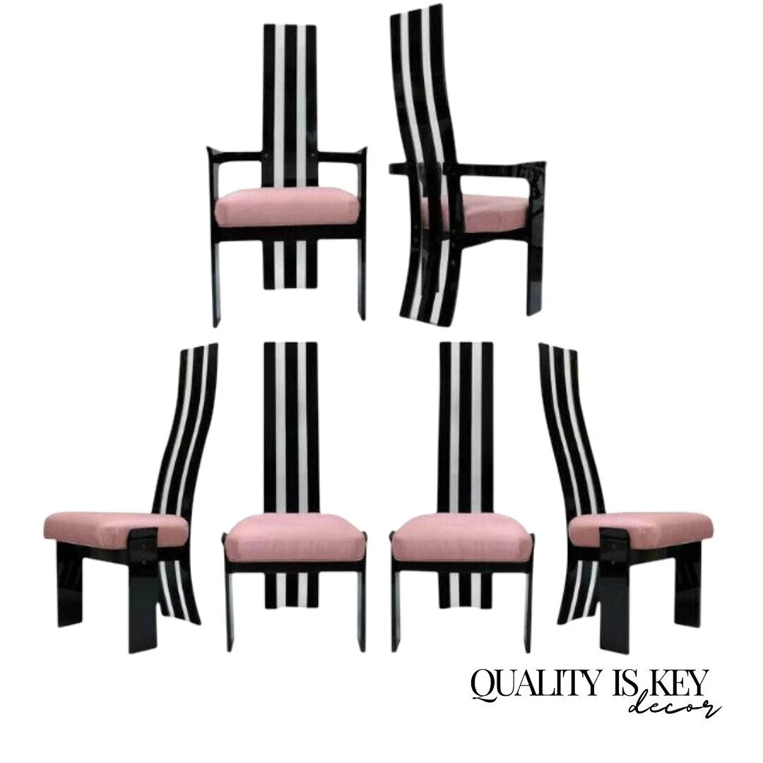 Mid Century Modern Black Lucite Sculptural Dining Chairs by Hill Mfg - Set of 6