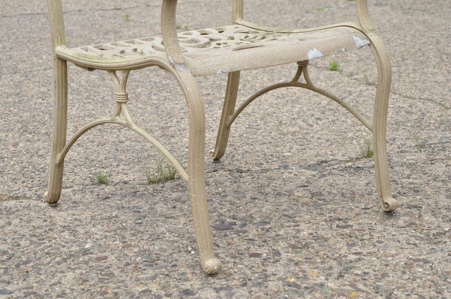 Cast Aluminum Leafy Scroll Outdoor Patio Dining Arm Chairs - Set of 4