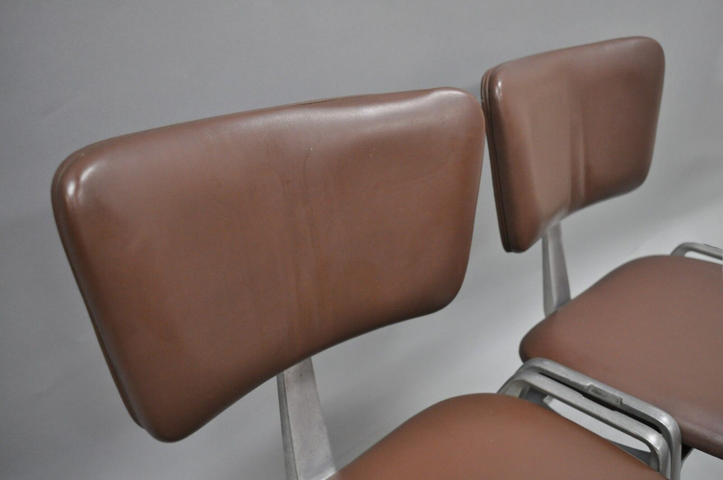 Mid Century Modern Cast Aluminum Stacking Side Chairs by Crucible (A) - a Pair