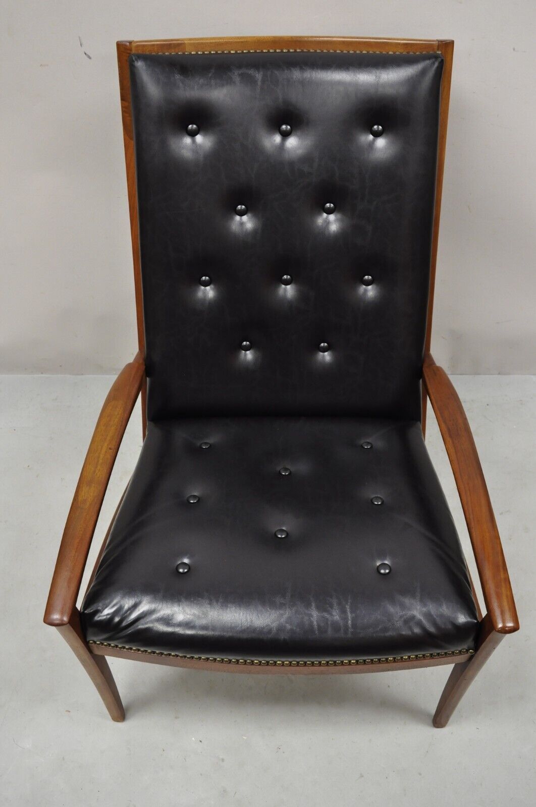 Barney Flagg for Drexel Parallel Walnut Sculpted Lounge Chair and Ottoman