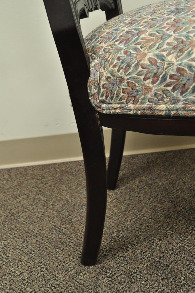 Antique Victorian Carved Mahogany Lyre Back Small Accent Side Chairs - a Pair