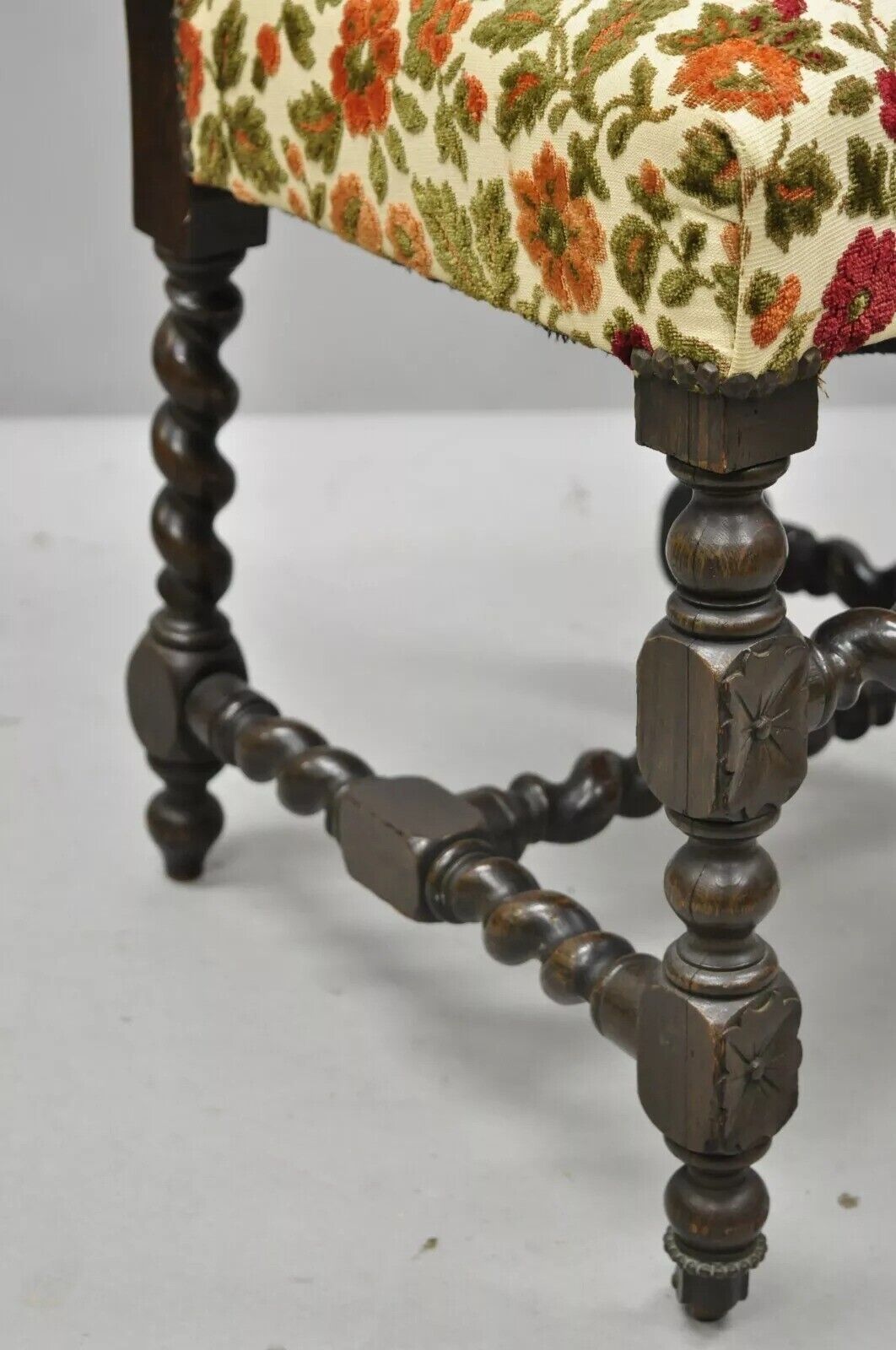 Antique 19th C. Renaissance Revival Carved Walnut Figural Throne Side Chair