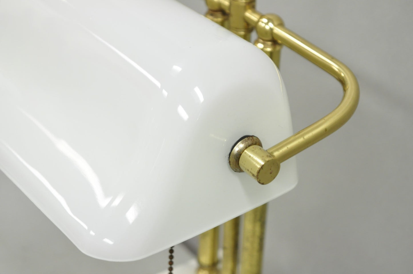 Vintage Mid Century Modern Art Deco Marble & Brass Bankers Desk Lamp w/ Shade