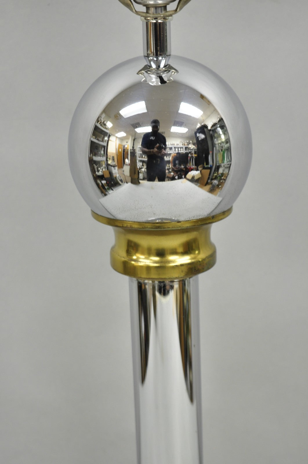 Vintage Mid Century Modern Chrome Ball & Column George Kovacs Style Table Lamp