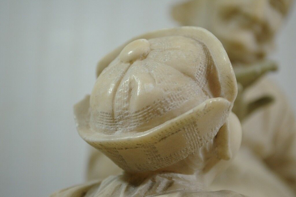 E Battiglia La Favola Della Nonna Alabaster Italian Sculpture Tale of Grandma