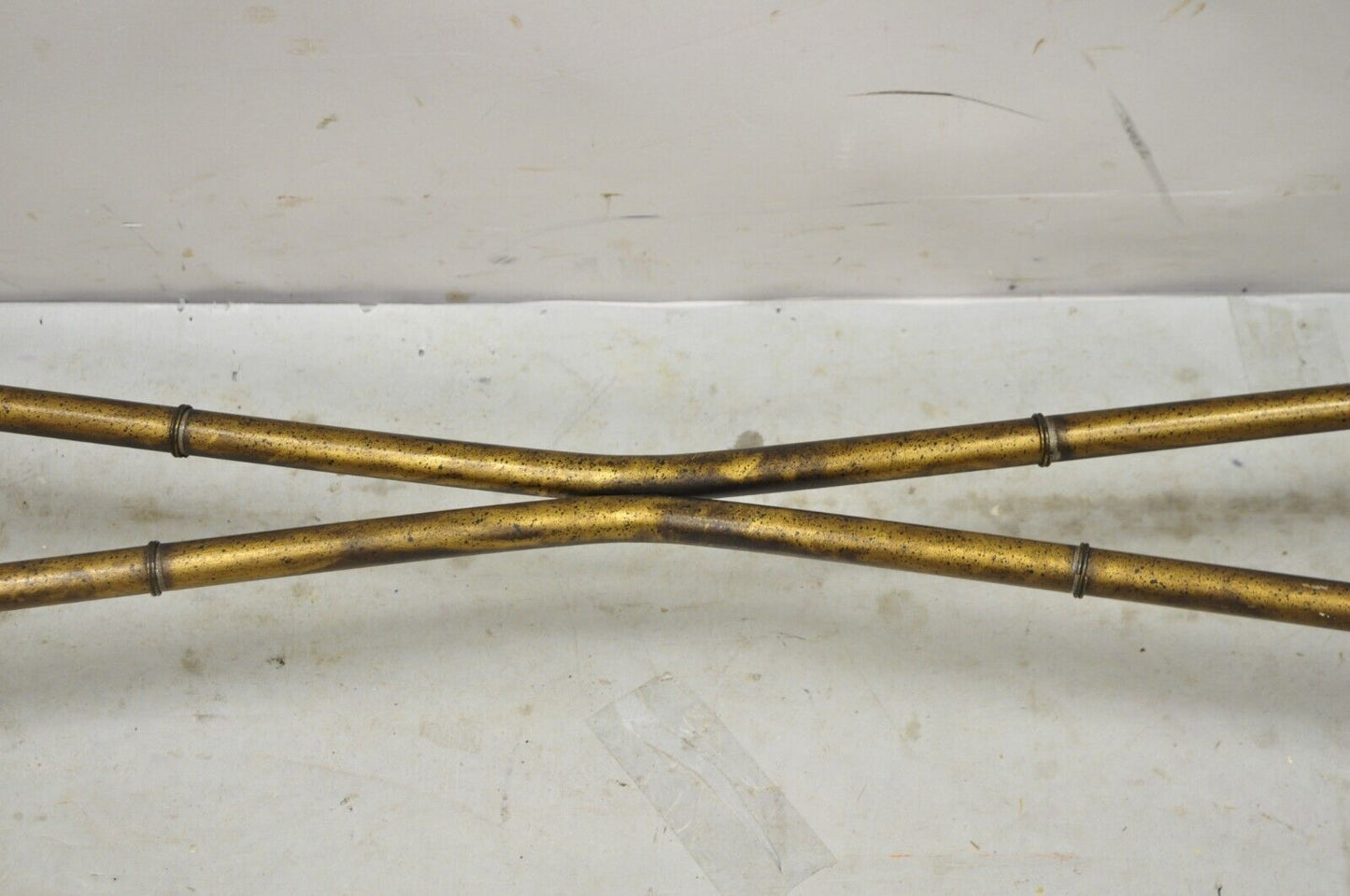 72" Long Italian Hollywood Regency Faux Bamboo Metal Lounge Console Sofa Table