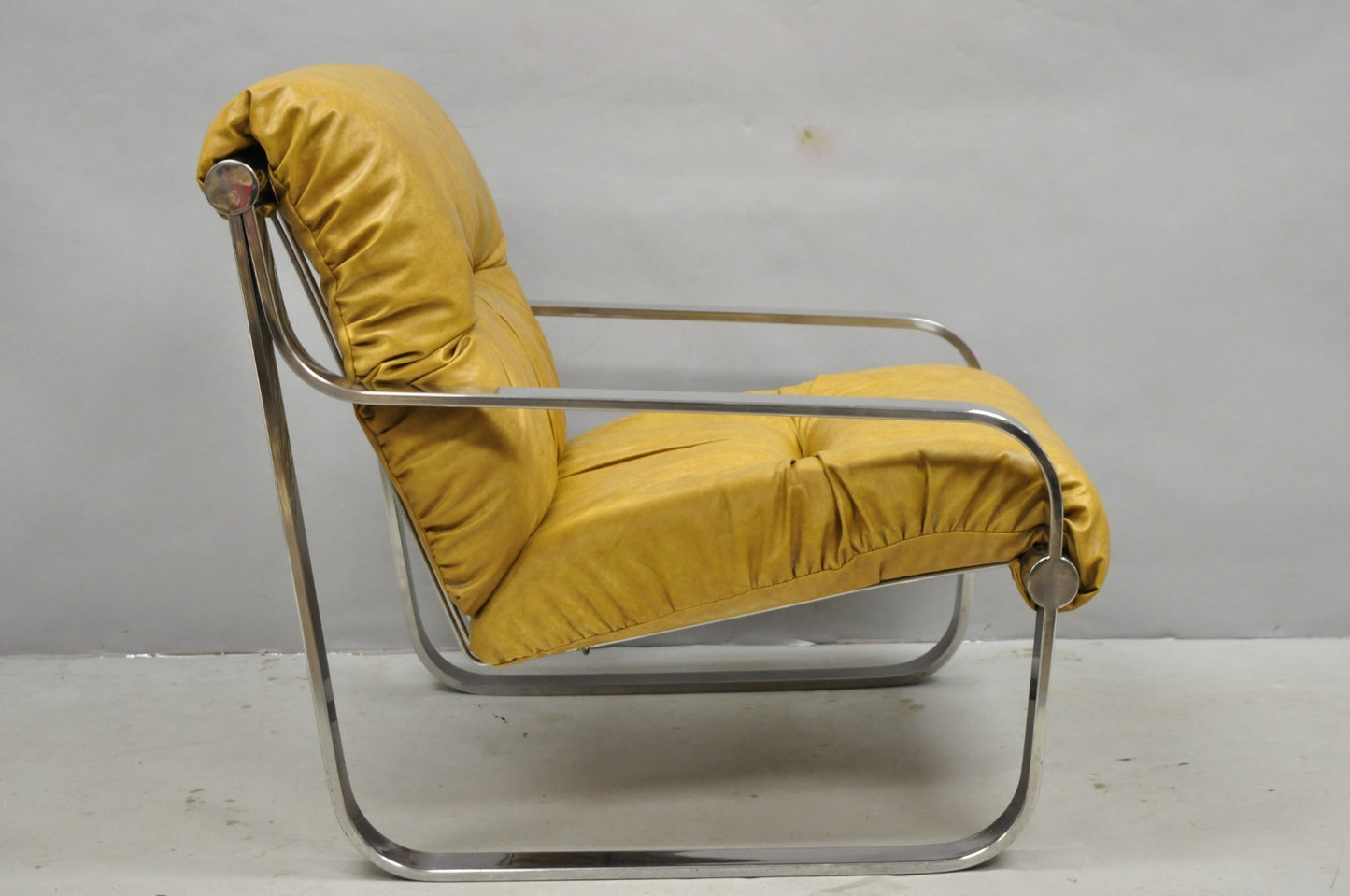 Mid Century Modern Chrome Milo Baughman Style Club Lounge Chair by AGI Ind.