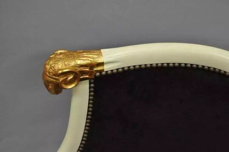 Vintage Regency Neoclassical Style Ram's Head Hoof Feet Club Chairs - a Pair