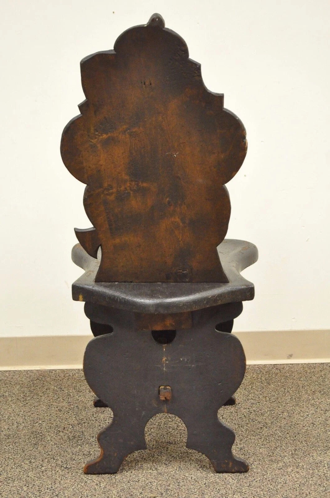 Antique Medieval Gothic Hand Carved Wood Figural Musician Bard Tavern Side Chair