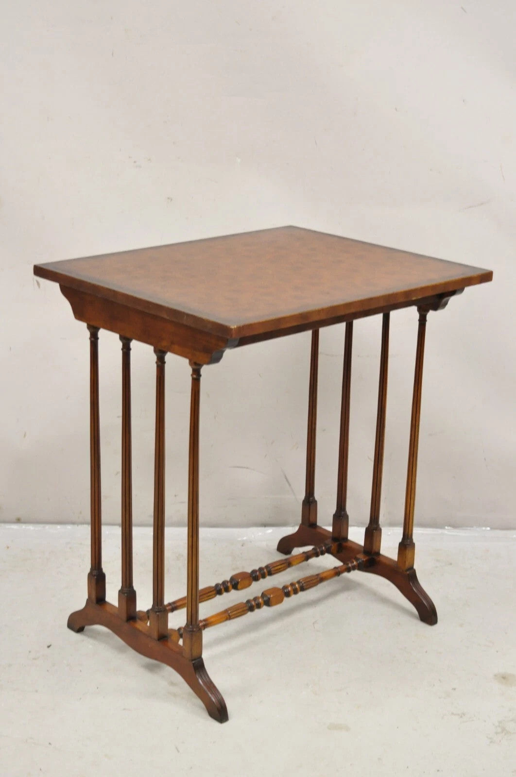 Regency Style Mahogany Brown Tooled Leather Accent Side Table by Highland House